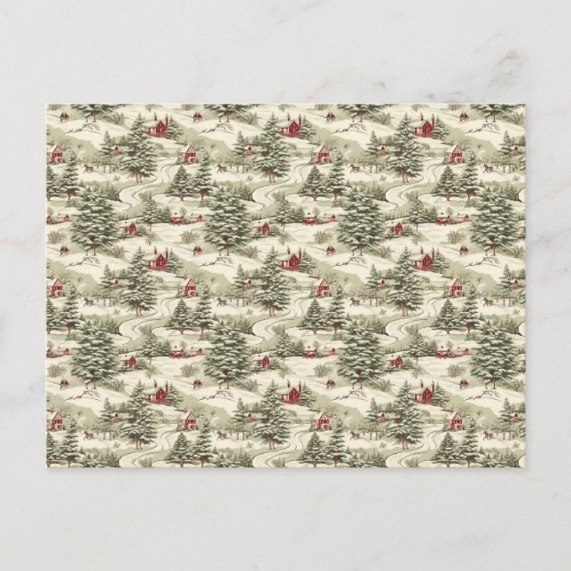 Vintage jul Land Winter Scenery Helg Vykort (Framsida)