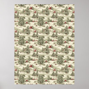 Vintage jul Land Winter Scenery Poster