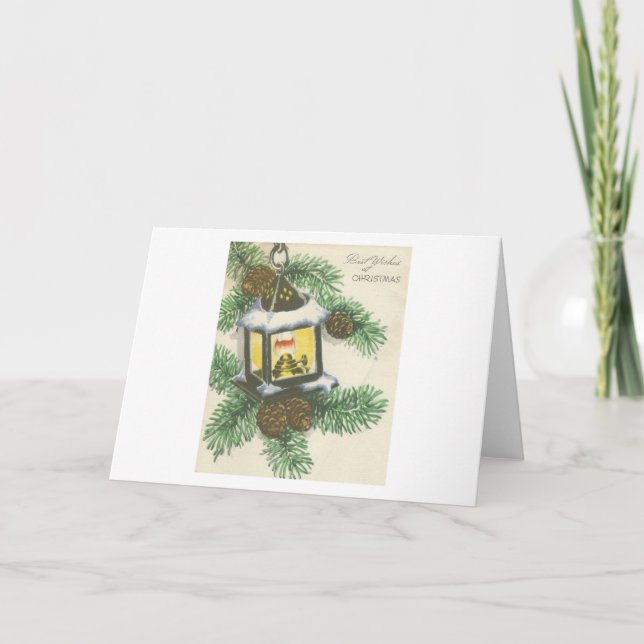 Vintage jul - Lantern Card Helgkort (Framsida)