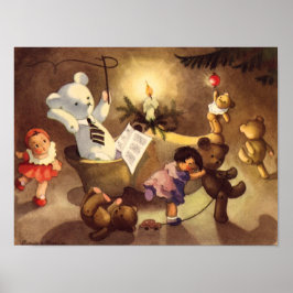 Vintage jul-Leksaker, dantande dockor, Nallar Poster