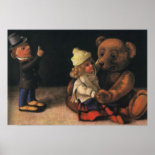 Vintage jul Leksaker, Doll och en Nalle Poster
