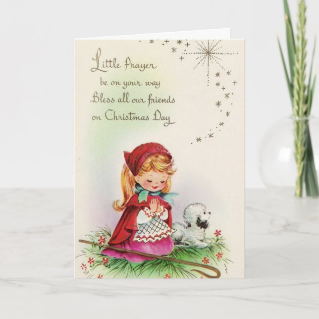 Vintage jul - Little Shepherdes Prayer Helgkort (Framsida)