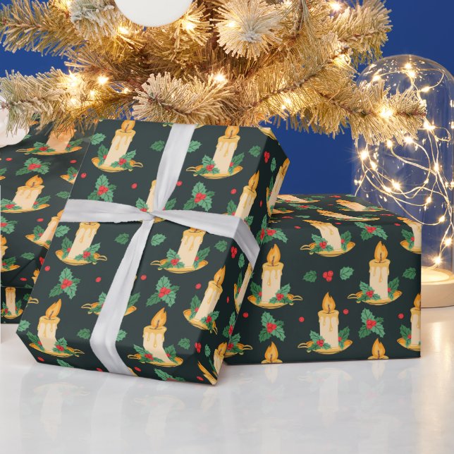 Vintage jul ljus huckle pattern presentpapper (Helgdagar)