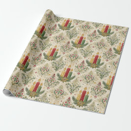 Vintage jul ljusstake Damask mönster Sömlös Presentpapper