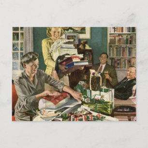 Vintage jul, Lycklig-familjens skrotgåvor Helg Vykort