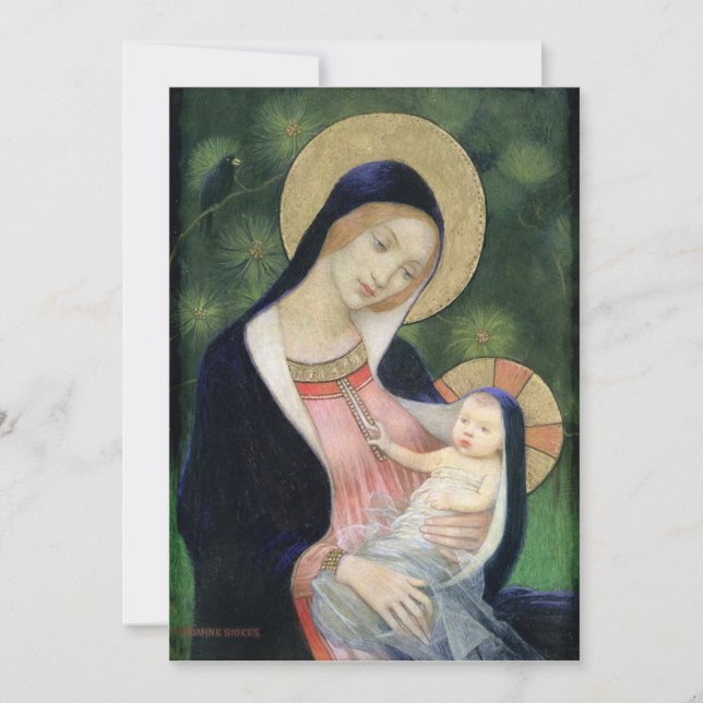 Vintage jul Madonna & barn Julkort (Framsida)