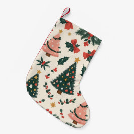 Vintage jul mistel & slingor högtid liten julstrumpa