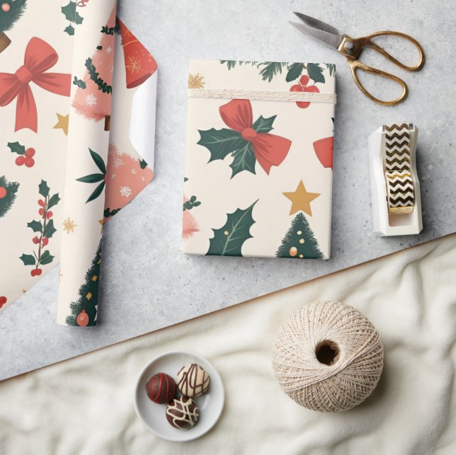 Vintage jul mistel & slingor semester presentpapper (Hantverk)