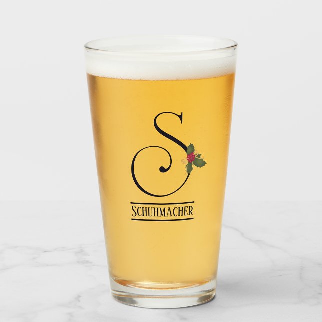 Vintage jul Monogram S Personlig Beer Glaskopp (Skapare uppladdad)