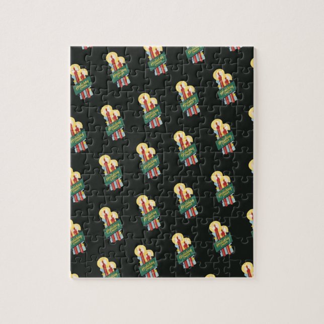 Vintage jul Mönster, Candles Helgdag Cheer Pussel (Vertikal)