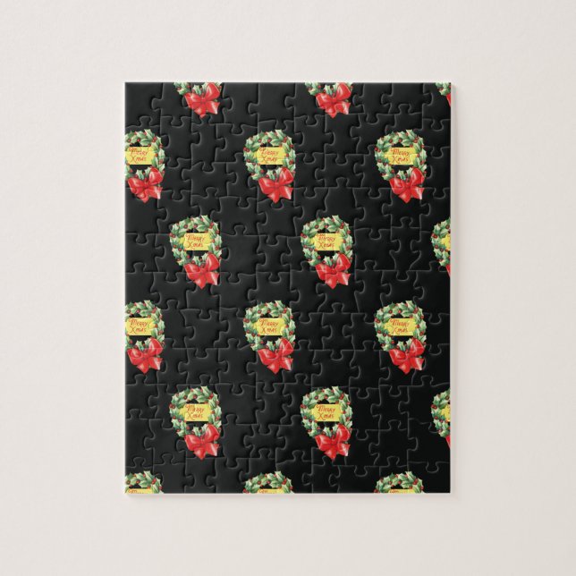 Vintage jul Mönster, God jul i andedräkt Pussel (Vertikal)