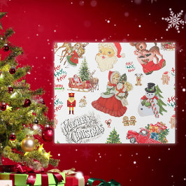 Vintage jul Mönster på White | Presentpapper