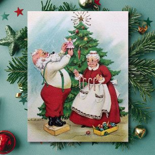 Vintage jul Mr. och Mrs. Claus.. Julkort