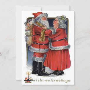 Vintage jul Mr. och Mrs. Jultomten Julkort
