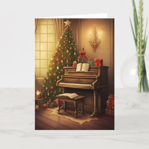 Vintage jul Music Grand Piano Painting Helgkort