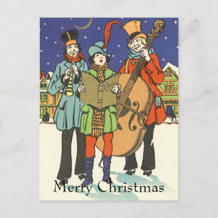 Vintage jul, musikers Caroling med Music Helg Vykort