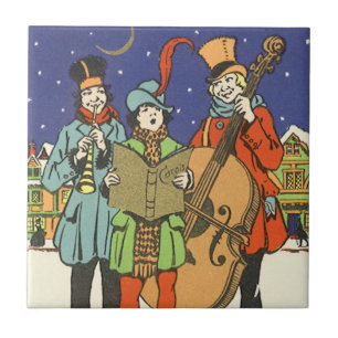 Vintage jul, musikers Caroling med Music Kakelplatta