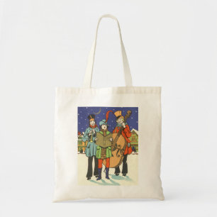 Vintage jul, musikers Caroling med Music Tygkasse