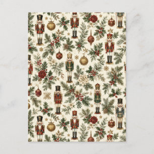 Vintage jul Näckrackare Soldat Blommor Helg Vykort