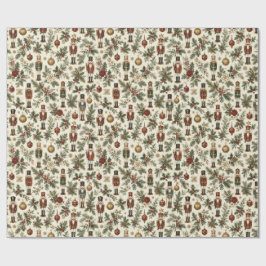Vintage jul Näckrackare Soldat Blommor Presentpapper