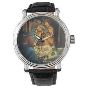 Vintage jul Natiativitet, Baby Jesus i Manger Armbandsur