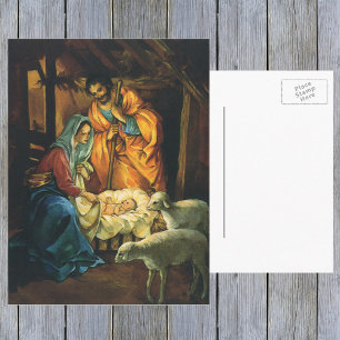 Vintage jul Natiativitet, Baby Jesus i Manger Helg Vykort