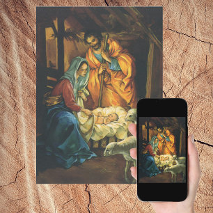 Vintage jul Natiativitet, Baby Jesus i Manger Helgkort