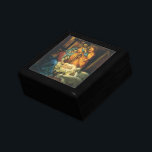 Vintage jul Natiativitet, Baby Jesus i Manger Smyckeskrin<br><div class="desc">Vintage illustrerar religiösans juldesign med en klassisk helgdag. En kristen religionscen med Mary,  Joseph och den nye Jesus Kristus i manger med lamm och får. Betlehem.</div>