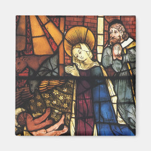 Vintage jul Nativitetscen i det lagrade glaset Magnet