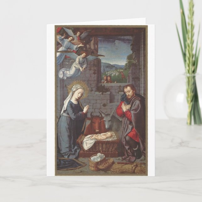 Vintage jul Nativity Helgkort (Framsida)