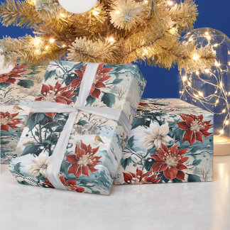 Vintage jul natur landskap med julstjärna presentpapper