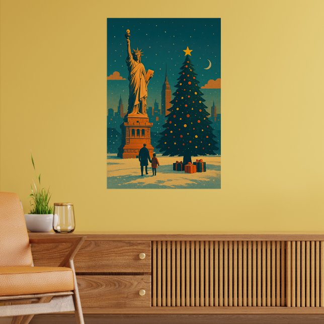 Vintage jul New York – Frihetsgudinnan Poster (Vardagsrum 2)
