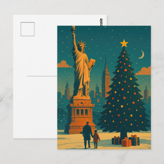 Vintage jul New York – Frihetsgudinnan Vykort