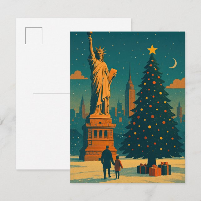 Vintage jul New York inbjudan vykort  (Fram/baksida)