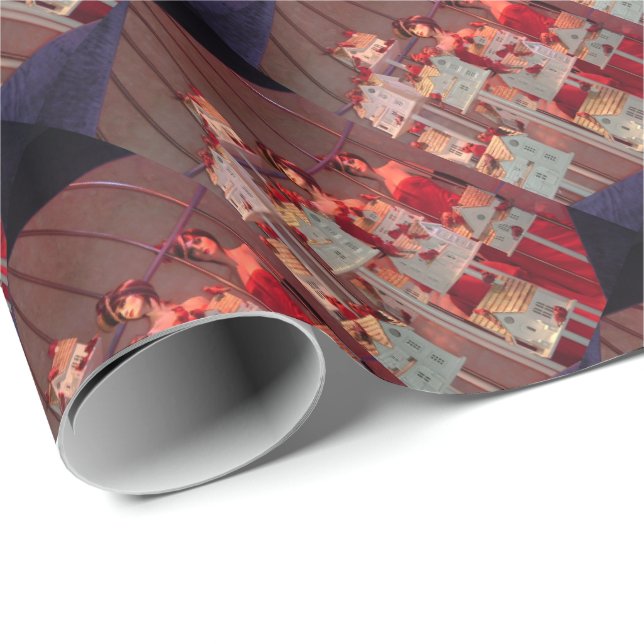 Vintage jul New York Window-Visning Presentpapper (Rullad Hörn)