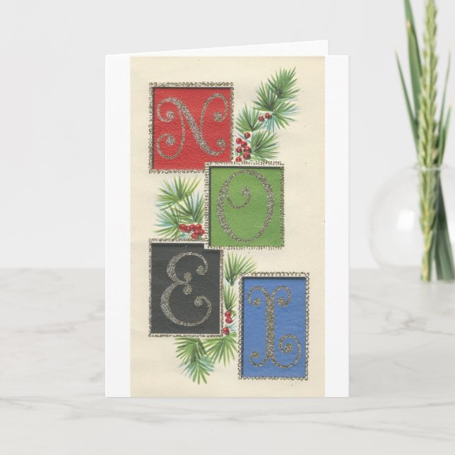 Vintage jul Noel Helgkort (Framsida)