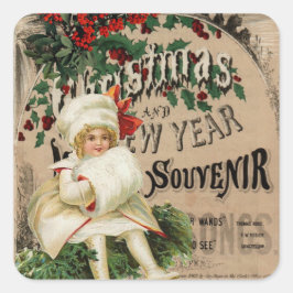 Vintage jul - nyårshem Poster Fyrkantigt Klistermärke