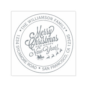 Vintage jul - nyårsomgång Returadress Se Självfärgande Stämpel