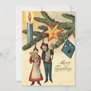 Vintage jul Odd Träd Ornaments Julkort