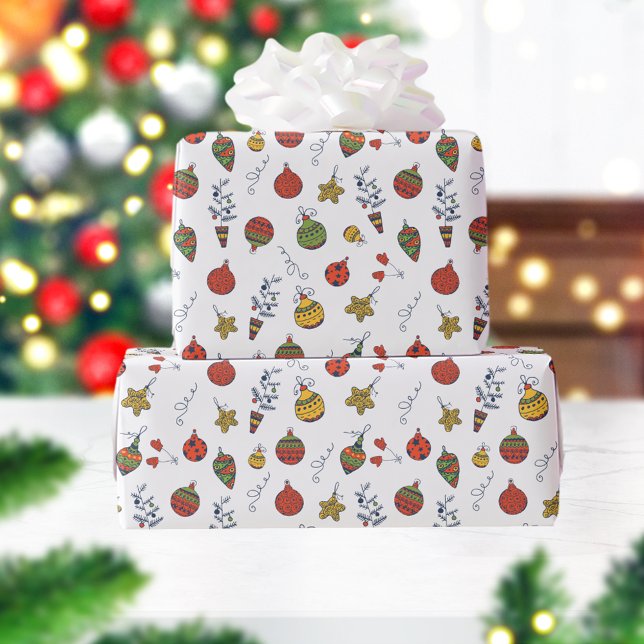 Vintage jul Ornaments Mönster Presentpapper (Skapare uppladdad)