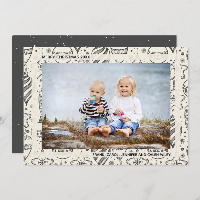 Vintage jul Ornaments Photo Julkort (Fram/baksida)