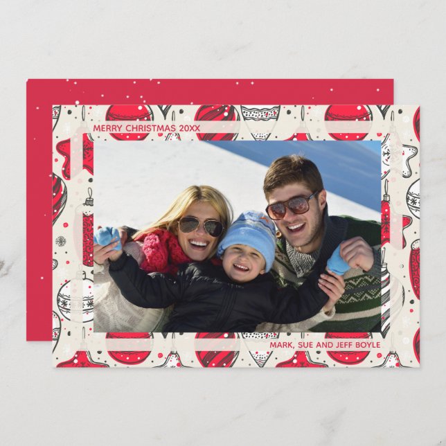 Vintage jul Ornaments Photo Julkort (Fram/baksida)