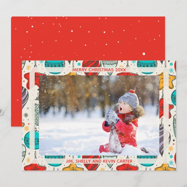 Vintage jul Ornaments Photo Julkort (Fram/baksida)