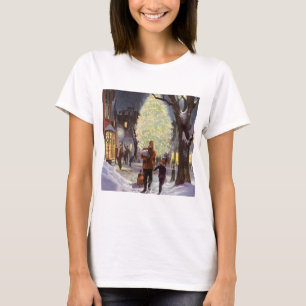 Vintage jul, pappa handlar med barnen tee shirt