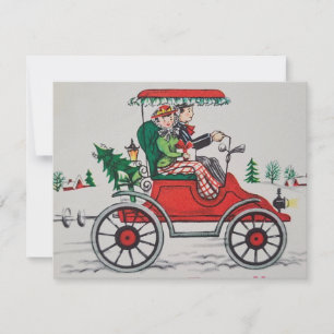 Vintage jul par ut på enheten julkort