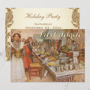Vintage jul Party Carl Larsson Inbjudningar