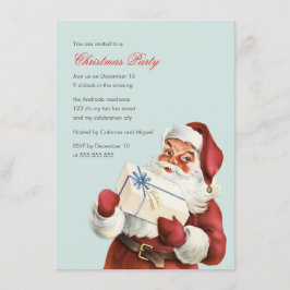 Vintage jul, Party Jolly Santa Blue, Helgdag Inbjudningar
