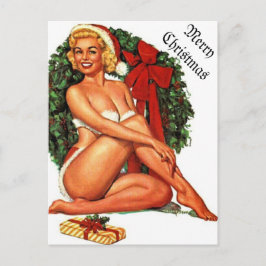 Vintage jul Pinup Girl Helg Vykort