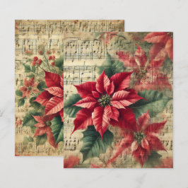 Vintage jul Poinsettia Lakan Music Scrapbook