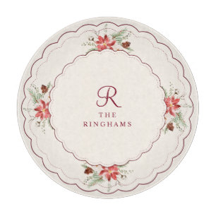 Vintage jul poinsettia monogram